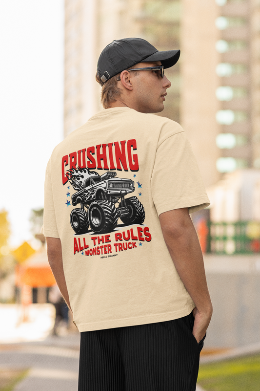 Monster Truck Beige Oversized T-Shirt – Bold & Comfy Design