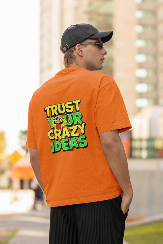 Crazy ideas half sleeve orange oversized t-shirt for men by hello swanky