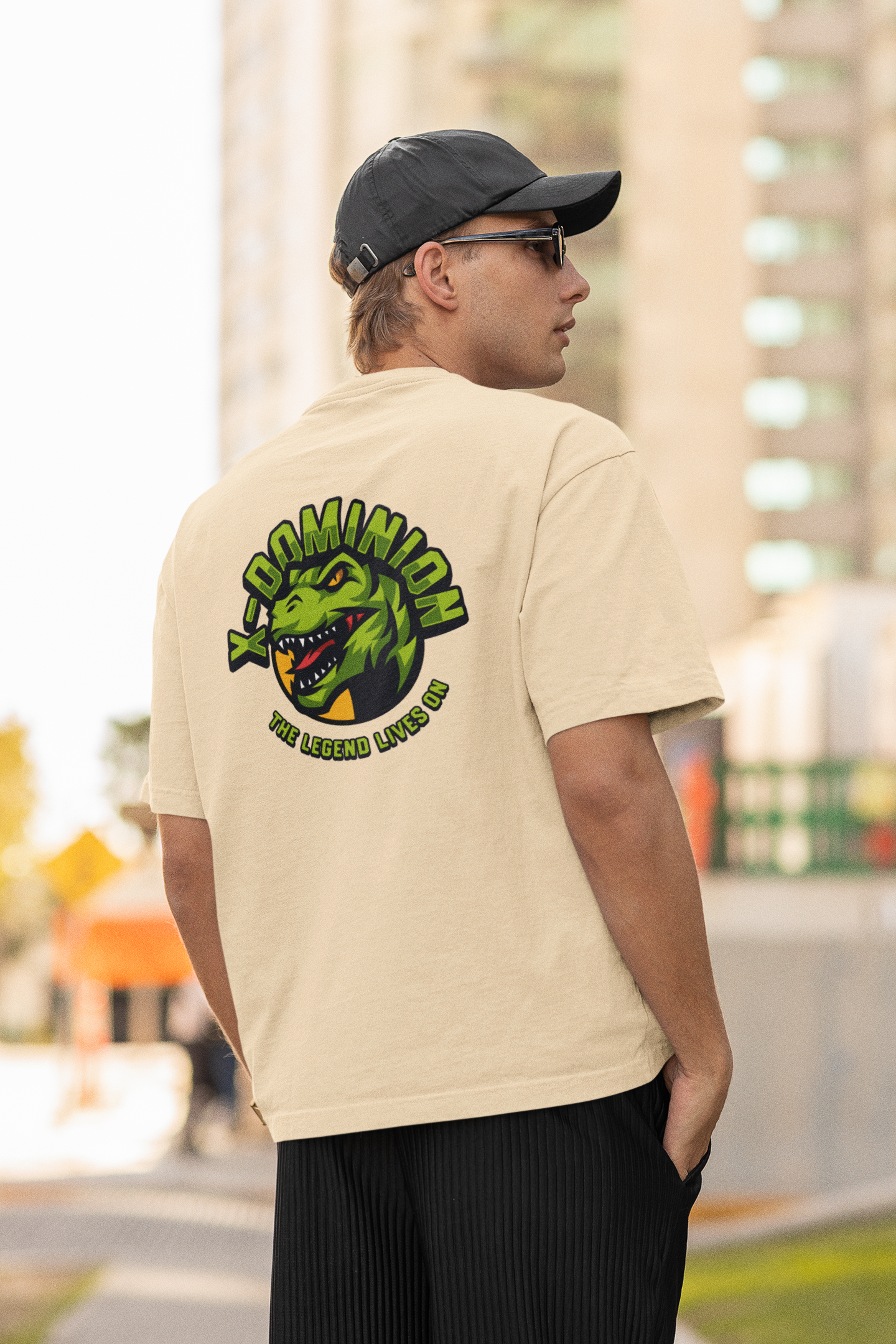 T-Rex Unisex Beige Oversized T-Shirt Bold Dino Casual Wears