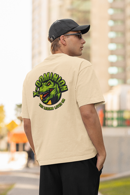 T-Rex Unisex Beige Oversized T-Shirt Bold Dino Casual Wears