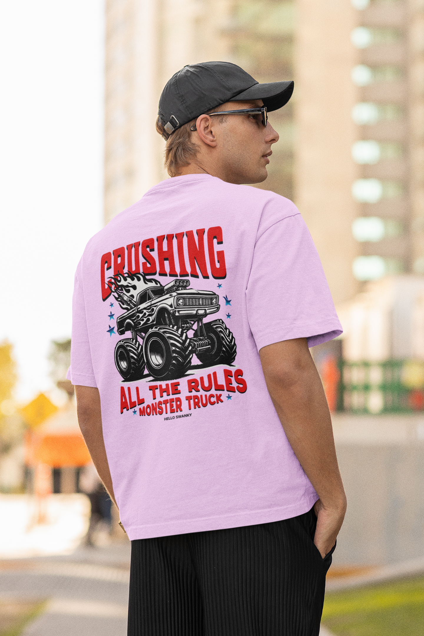 Monster Truck Lavender Oversized T-Shirt – Bold & Comfy Design