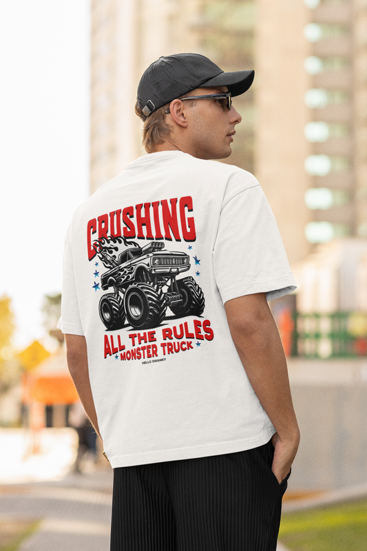 Monster Truck Unisex White Oversized T-Shirt – Bold & Stylish