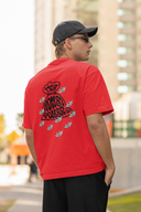 Money Power Half Sleeve Red Oversized T-Shirt for Men by Hello Swanky