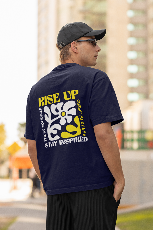 Rise up unisex navy blue oversized t-shirt