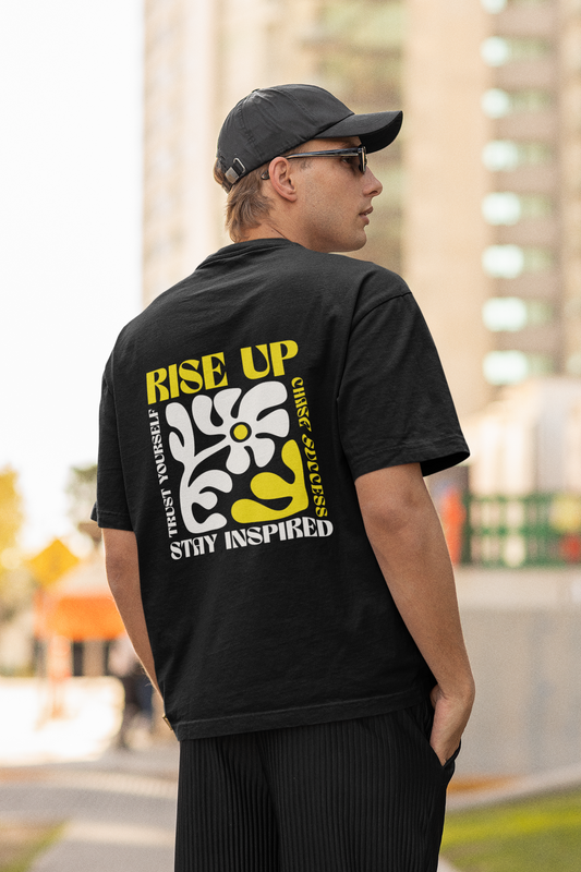 Rise up unisex black oversized t-shirt