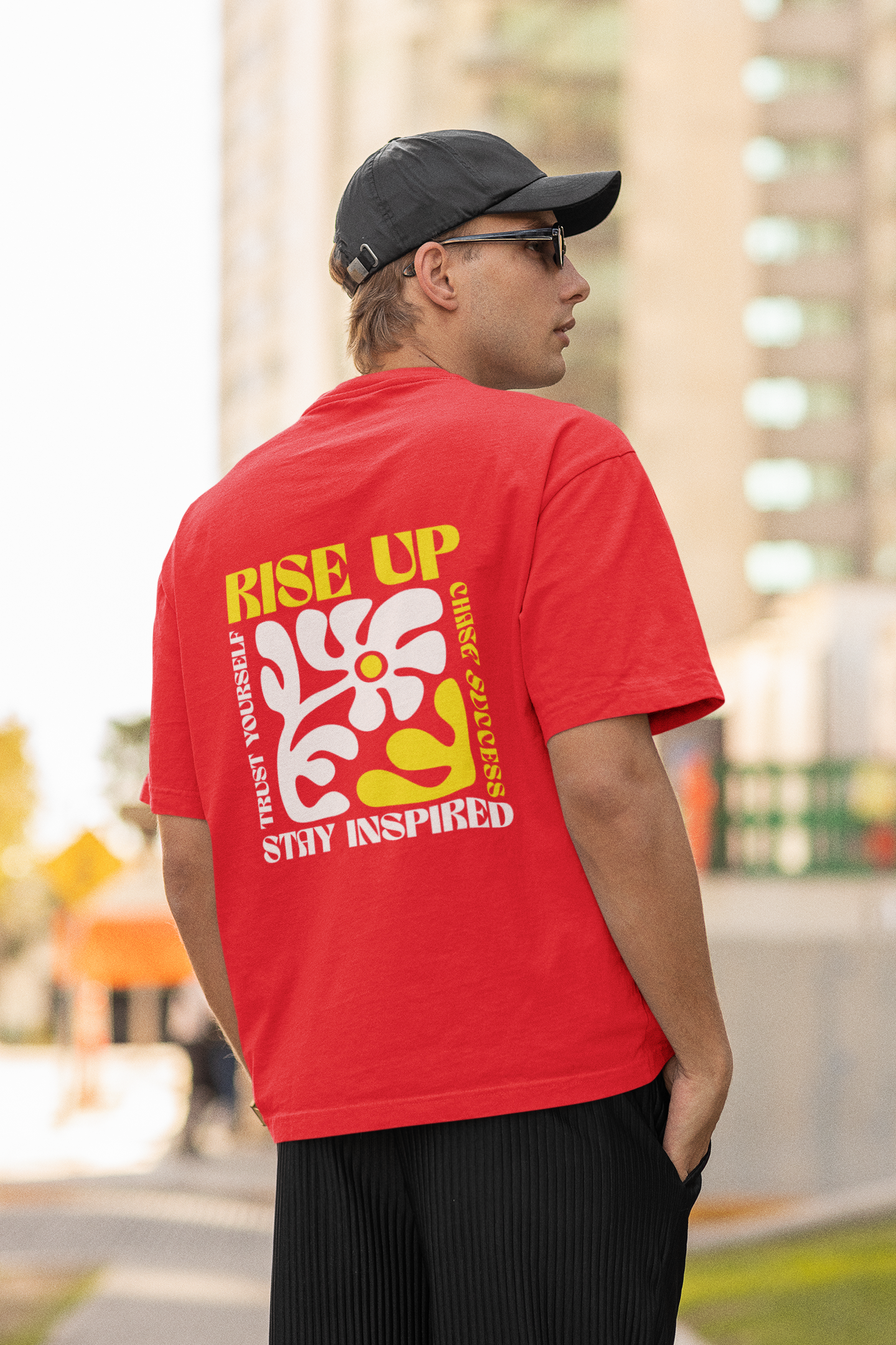 Rise up unisex red oversized t-shirt