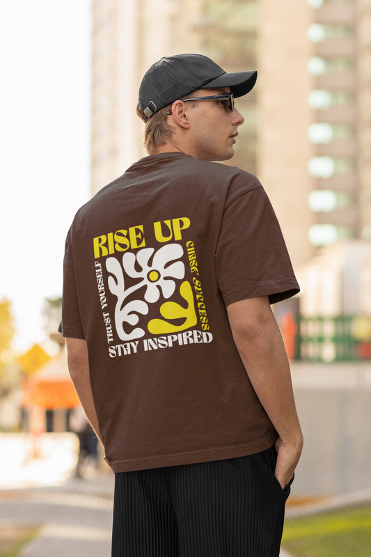 Rise up unisex brown oversized t-shirt