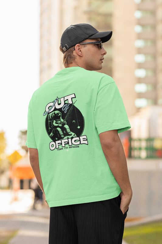 Out of office unisex saga green oversized t-shirt