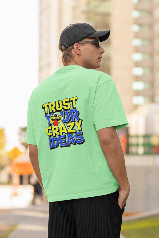 Crazy ideas half sleeve saga green oversized t-shirt for men by hello swanky