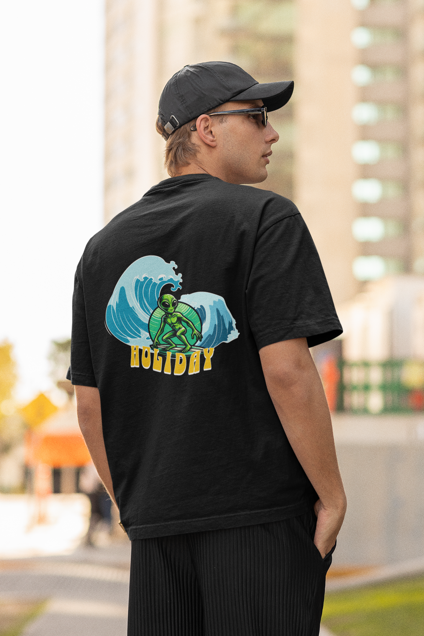 Holiday unisex black oversized t-shirt