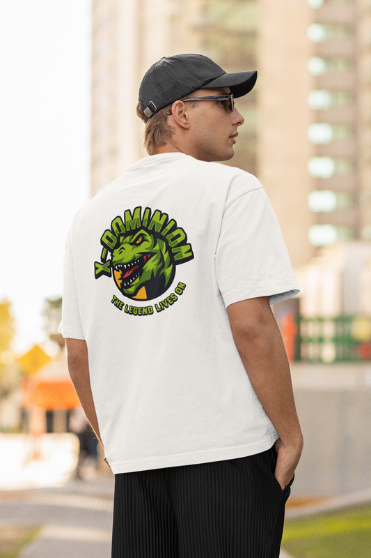 T-Rex Unisex White Oversized T-Shirt Bold Dino Casual Wears