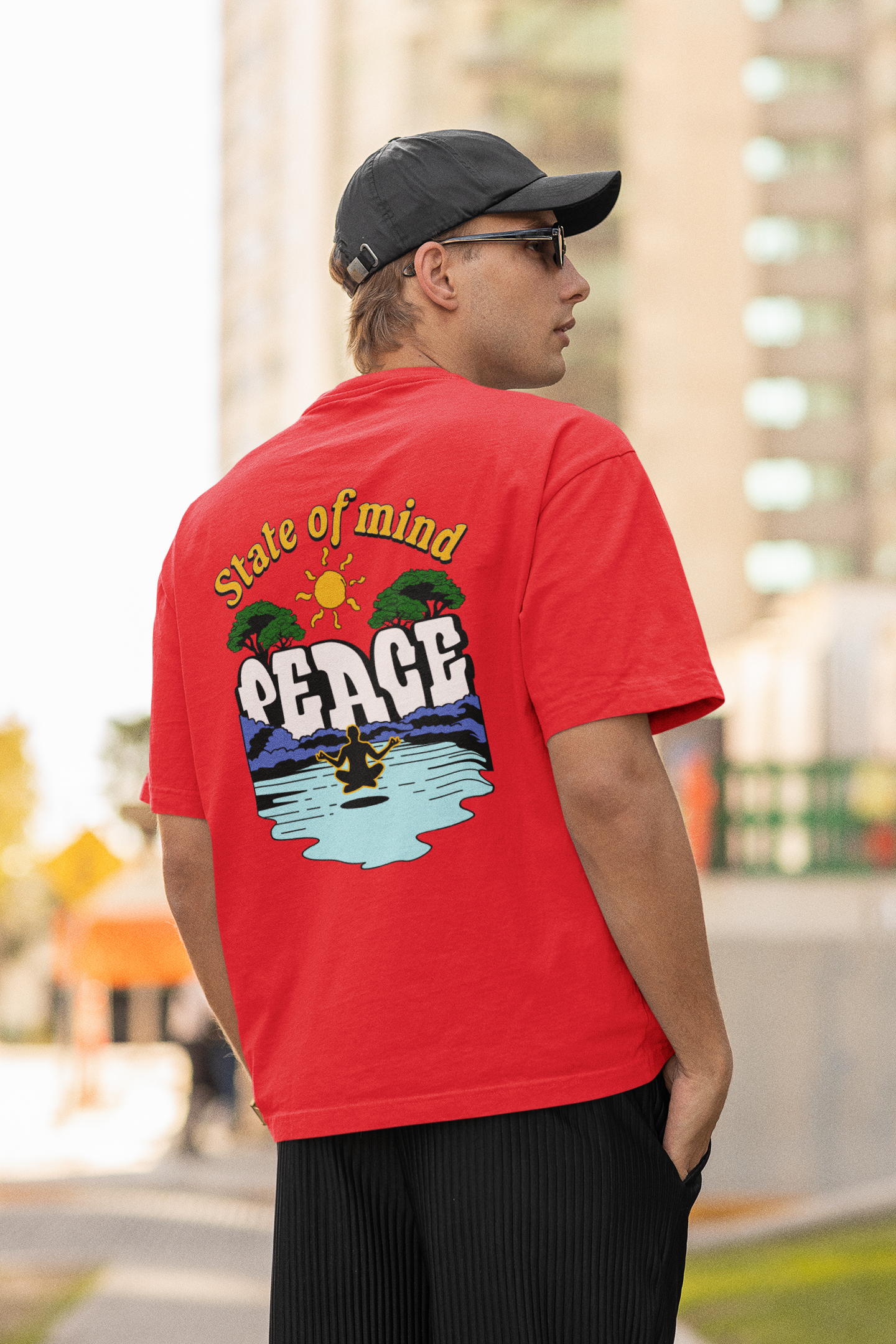 State of mind unisex red oversized t-shirt