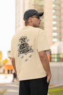 Money Power Half Sleeve Beige Oversized T-Shirt for Men by Hello Swanky