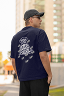 Money Power Half Sleeve Navy Blue Oversized T-Shirt for Men by Hello Swanky