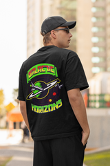 Galactic horizons unisex black oversized t-shirt