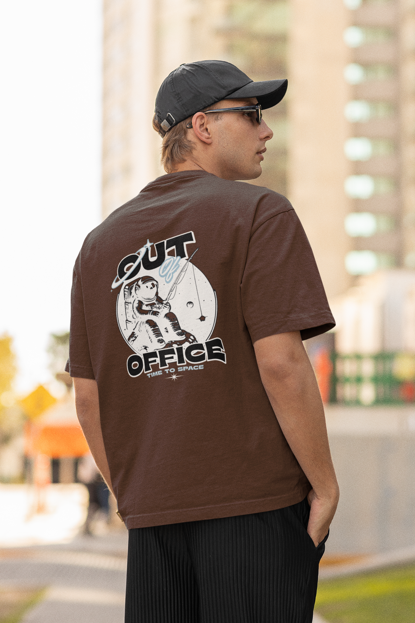 Out of office unisex brown oversized t-shirt