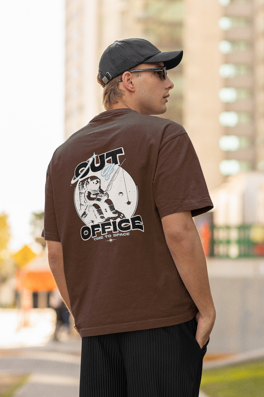 Out of office unisex brown oversized t-shirt