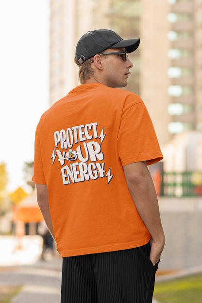 Protect Energy Orange Oversized T-Shirt Graphic Street Tee