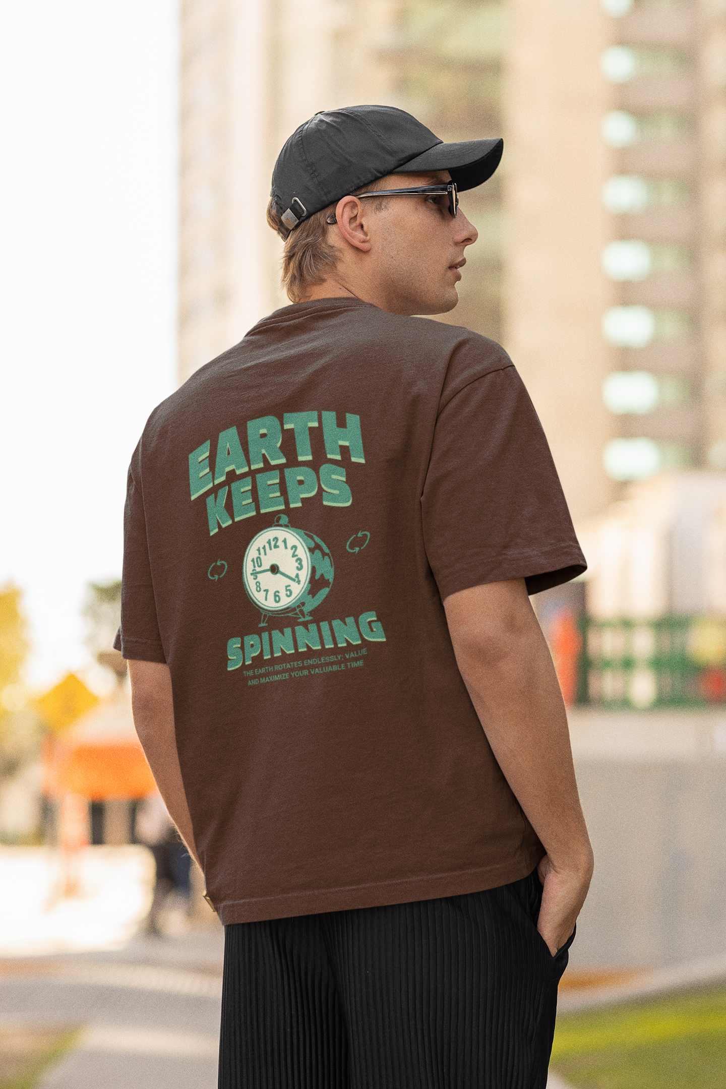 Spinning earth oversized t-shirt