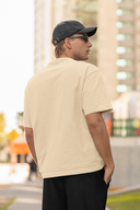 Hello Swanky Men's Plain Beige  Oversized Half Sleeve T-Shirt - Round Neck