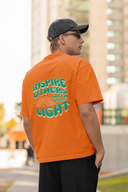 Inspired Half Sleeve Orange Oversized T-Shirt for Men by Hello Swanky