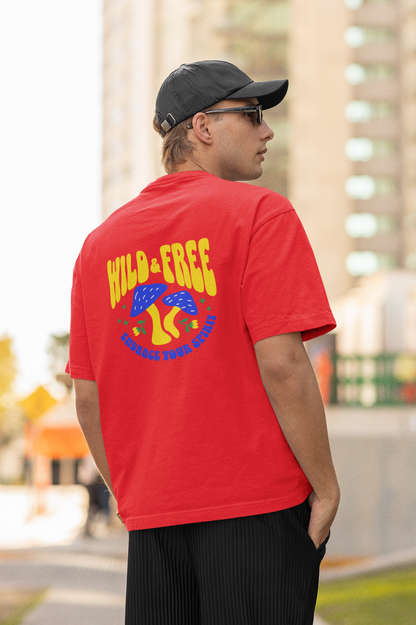 Wild & free unisex red oversized t-shirt