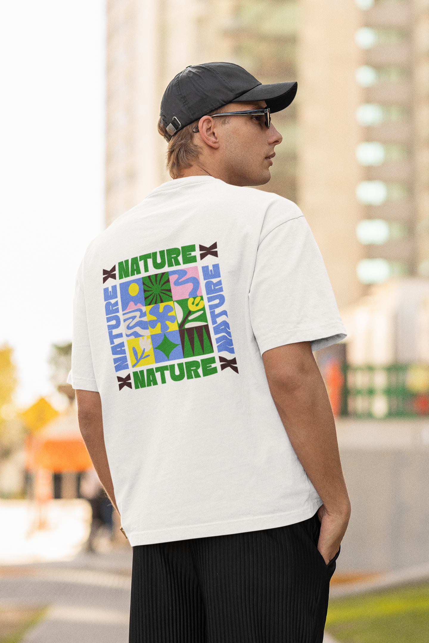 Nature graphic unisex white oversized t-shirt
