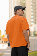 Hello Swanky Men's Plain Orange Oversized Half Sleeve T-Shirt - Round Neck