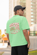 Inspired Half Sleeve Saga Green Oversized T-Shirt for Men by Hello Swanky