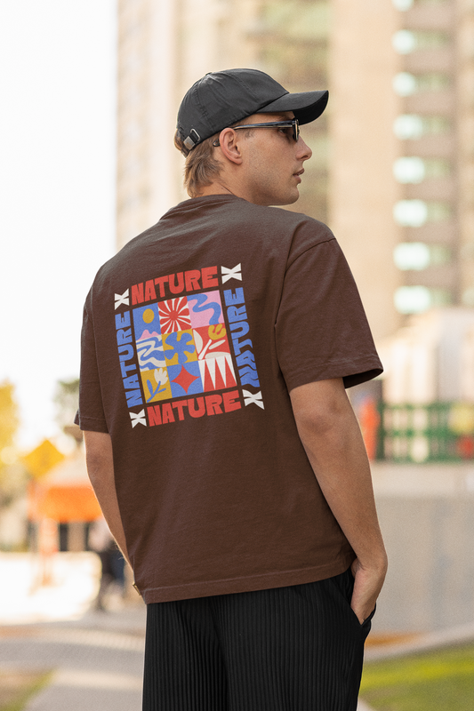 Nature graphic unisex brown oversized t-shirt
