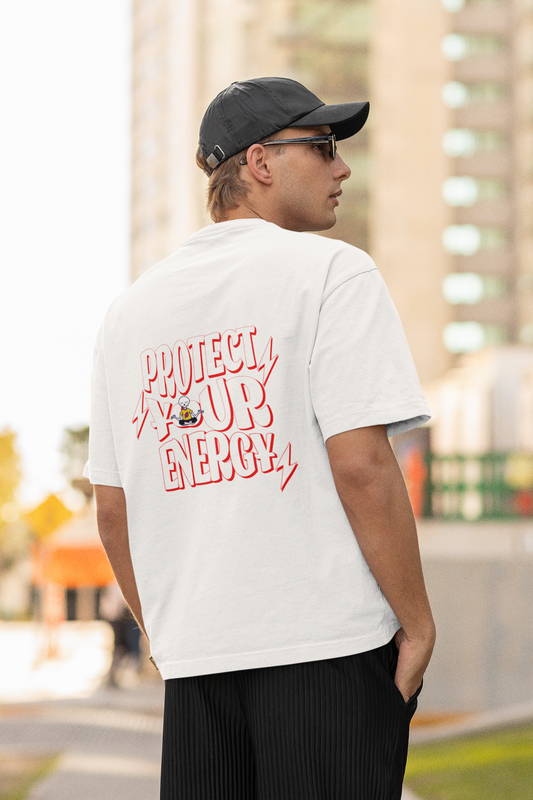 Protect Energy White Oversized T-Shirt Graphic Street Tee
