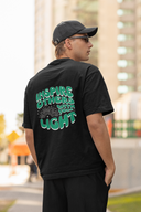 Inspired Half Sleeve Black Oversized T-Shirt for Men by Hello Swanky