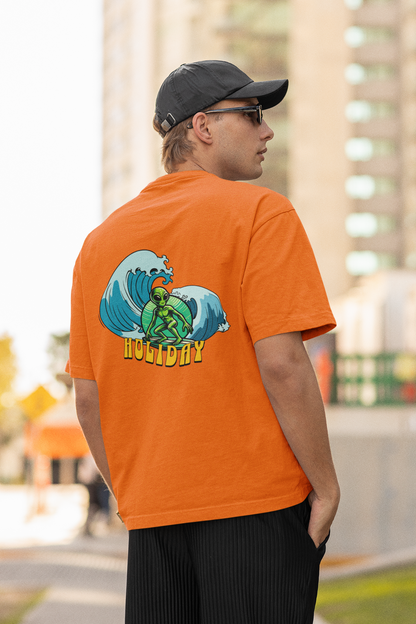 Holiday unisex orange oversized t-shirt