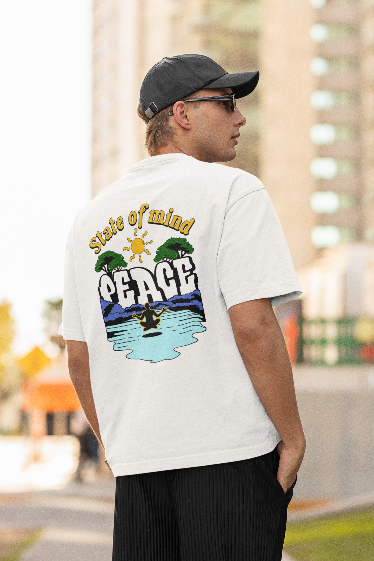 State of mind unisex white oversized t-shirt