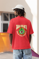 Eye Half Sleeve Red Oversized T-Shirt for Men by Hello Swanky