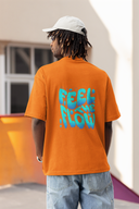 Feel The Flow Sleeve Orange Oversized T-Shirt for Men by Hello Swanky