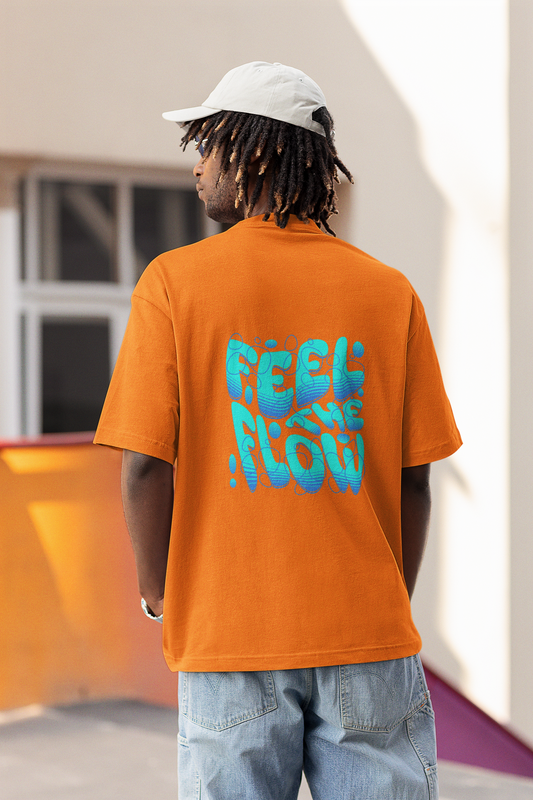 Feel the flow unisex orange oversized t-shirt