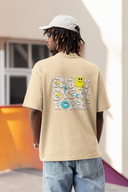 Enjoy Every Moment Half Sleeve Beige Oversized T-Shirt for Men by Hello Swanky