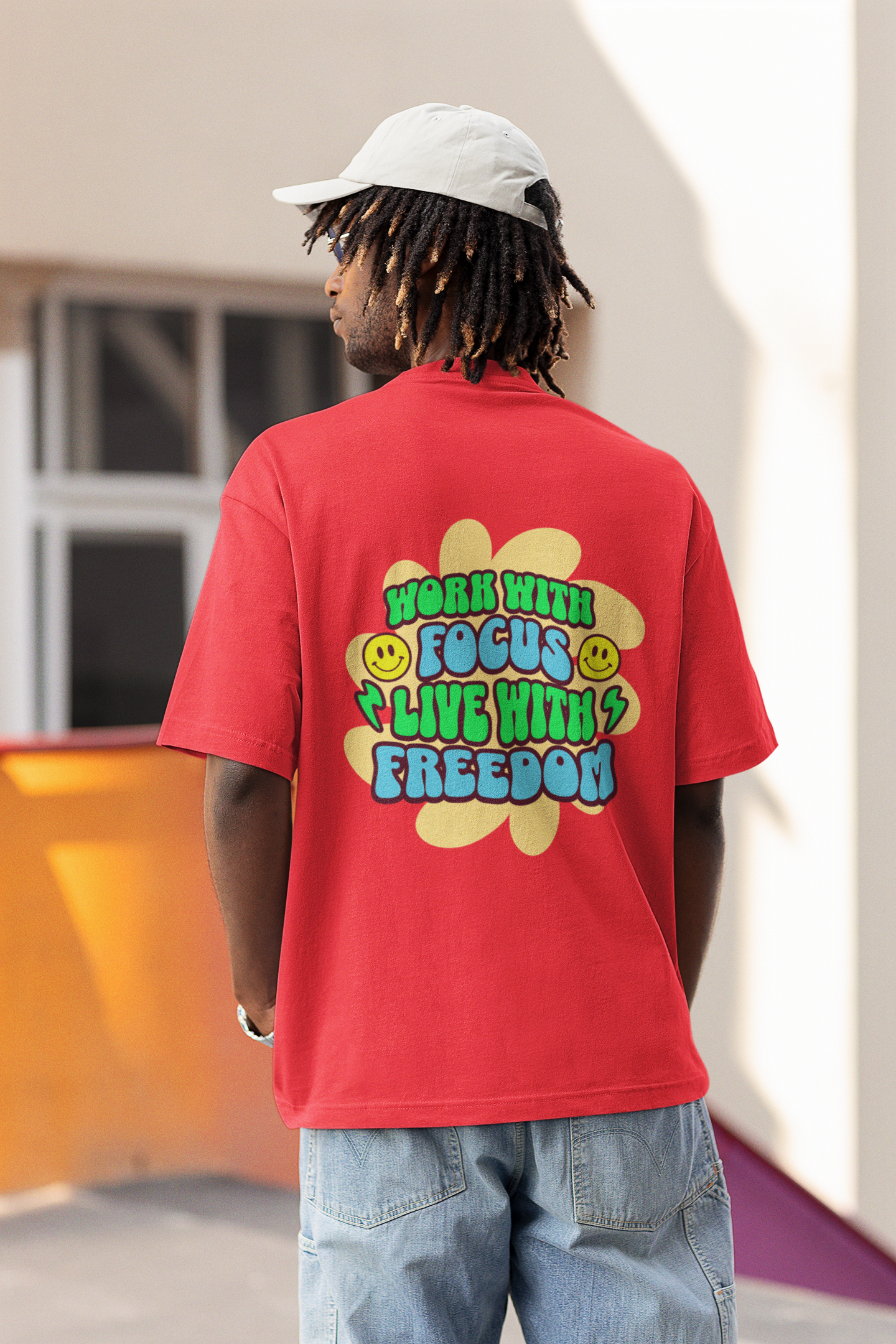 Live with freedom unisex red oversized t-shirt