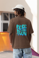 Feel The Flow Sleeve Brown Oversized T-Shirt for Men by Hello Swanky