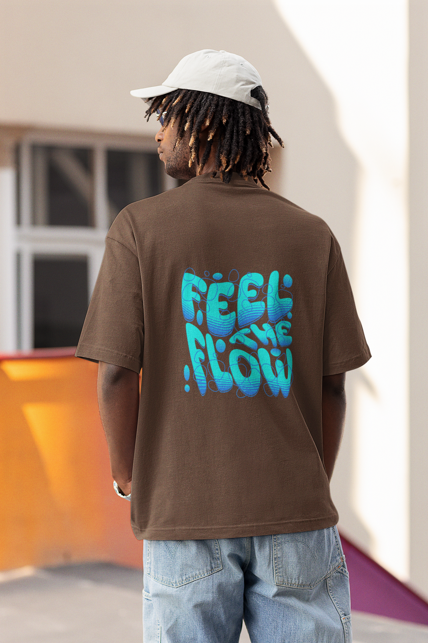 Feel the flow unisex brown oversized t-shirt