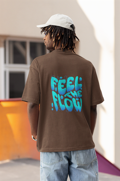 Feel the flow unisex brown oversized t-shirt
