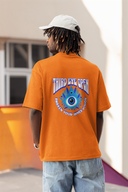 Eye Half Sleeve Orange Oversized T-Shirt for Men by Hello Swanky