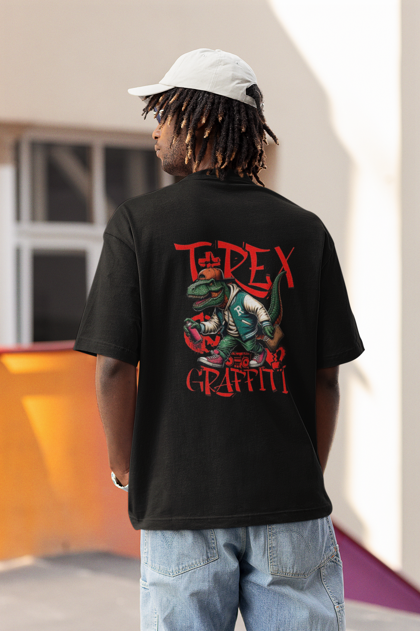 Tirex Unisex Black Oversized T-Shirt Graphic Comfort Fit