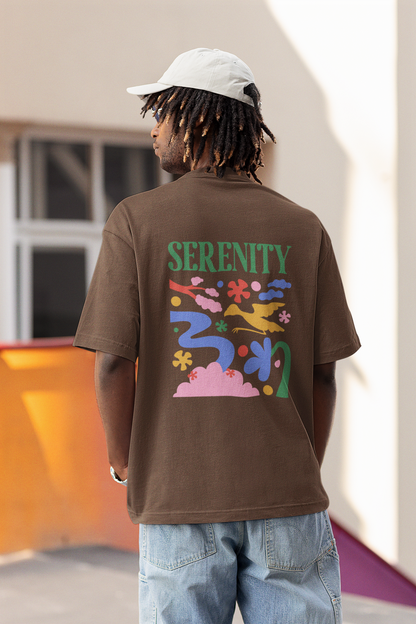Serenity unisex brown oversized t-shirt