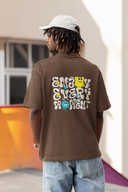 Enjoy Every Moment Half Sleeve Brown Oversized T-Shirt for Men by Hello Swanky