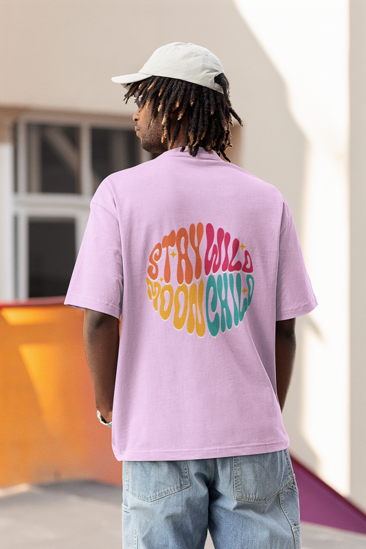 Stay Wild Fish Graphic Lavender Unisex Oversized T-Shirt