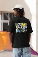 Enjoy Every Moment Half Sleeve Black Oversized T-Shirt for Men by Hello Swanky