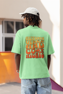 Autumn Vibes Half Sleeve Saga Green Oversized T-Shirt for Men by Hello Swanky