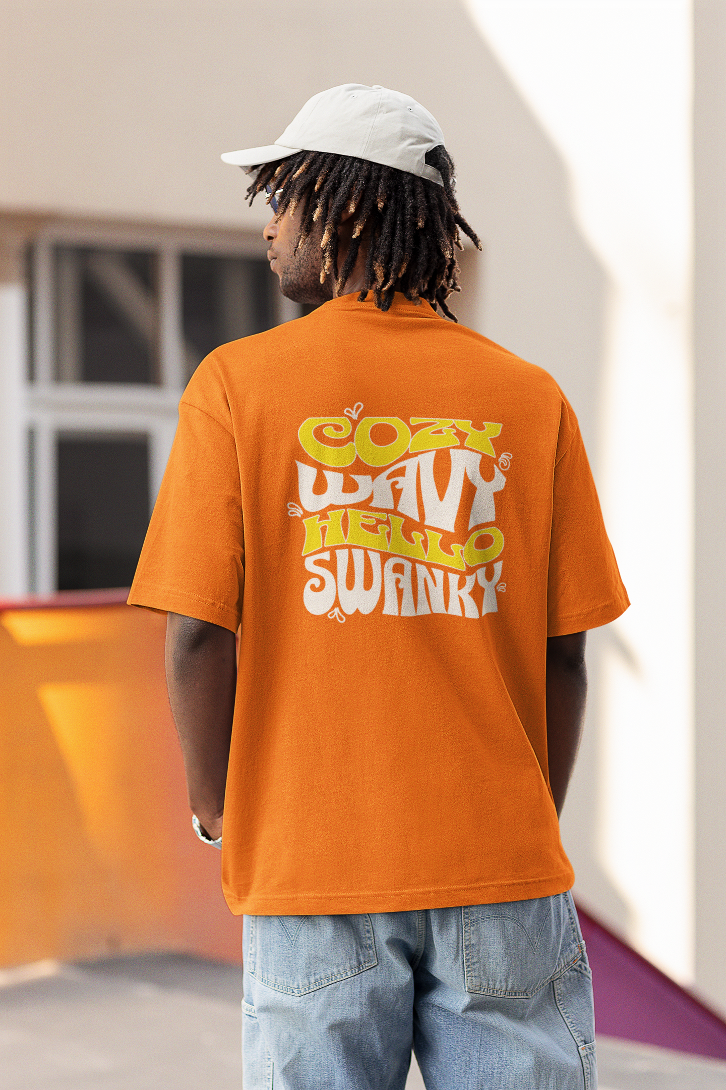 Cozy Wavy Unisex Orange Oversized T-Shirt